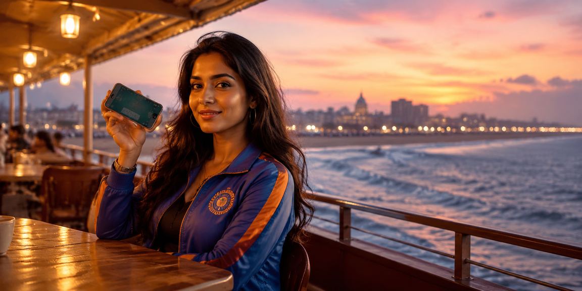 Aviator game digital theme with Indian cricket fans at Chennai Marina Beach